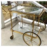 Mid Century Brass & Glass Bar Cart