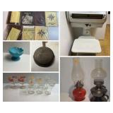 Oil Lamps, Yearbooks, Collectable Glassware, Porcelain Figures