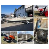 Boats, Lawn Tractors, Tools, Decoys 