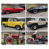 Cars, Truck, Motorcycles, Farmall Tractor, Trailer 