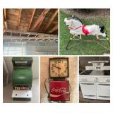 Antique Furniture, Tools, Vintage Uranium Glass and Vintage Toys 