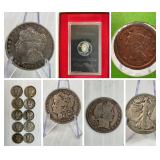 Carson City Morgan Dollars, Peace Dollars, Walking Liberty Halves, Mercury Dimes