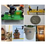 Flail Mower, Hunting Supplies, Coins, Jewelry, Stoneware 