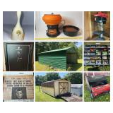 Buildings, Gravley, Gun Safes, Fishing Supplies, Tools 