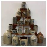 35 Blue Decorated Stoneware Crocks