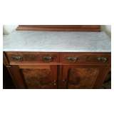 Antique Eastlake Victorian marble top sideboard
