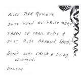 Miss Tiff Quixote notes