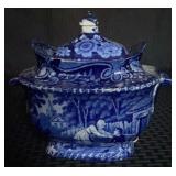 "Staffordshire" Blue Transfer Sugar bowl