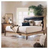 Century Gold Leaf King Size Napoleon Bed with leather
