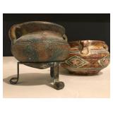 Decorative pottery bowl duo