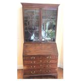 #313: 18th C, Antique Flame mahogany George III English Secretary