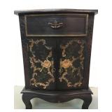 #674: Wooden hand painted 2 dr , 1drw crachled rose chest