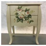 #679: Wooden hand painted 2 dr chest