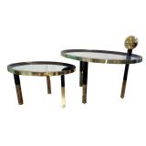From Roche Bobois, Maison LaCroix, Set of 2 Oval Cocktail Tables, Finish Louro Preto / Acacia 