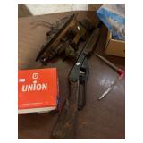 gun, vintage ice skates