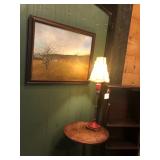 Oil on Canvas and Vintage Lamp