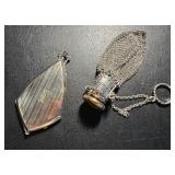 Antique Sterling and 14kt gold mesh purse