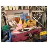 pink trunk filled with crafting knit