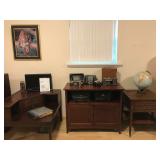 Leather Top Corner End Table, TV Stand and Vintage Side Table
