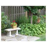 Planters, benches, and outdoor decor