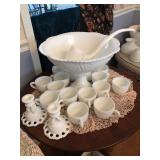 Milk Glass Punch Bowl set