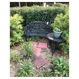 Another metal bench and table