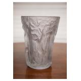 Frosty vintage  glass vase