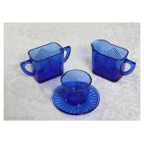 Art Deco blue glass set