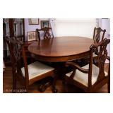 Antique round table and Chippendale  chairs