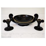 Art deco vase and matching candle holders