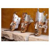 Vintage Mexico Folk Art Aztec Silver Tin Cut Metal Native Mask 