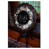 Victorian tinsel foil hand painted flip top table