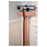 Vintage pink HEALTH O METER Balance Beam Weight Scale 350 lbs. Continental.