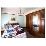 Bed covers, clothing, armoire