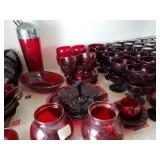 Ruby Red vases, candy dishes