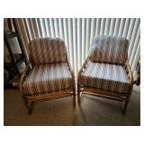 Pair of wicker upholstered chairs $75 each great for a patio