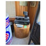 Raw wood stand, Bose speaker system