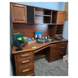 Large Oak Wood Desk 78"L, 68"T, 37"W -$150.00