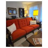 Orange and wood Sofa -$300.00