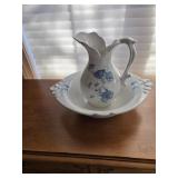 Pitcher bowl set  Blue and white