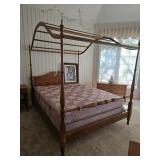 Ethan Allen Canapy Bed w/cover mattress, boxspring, Queen 86 "L, 63"w -$400.00