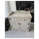 White cabinet to hold plastic garbage cans