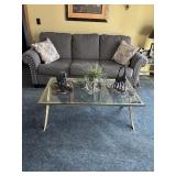 Glass and silver metal table $90.00