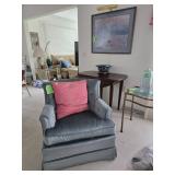 2 Matching Blue Swivel Chairs