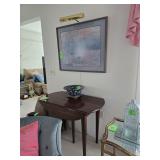 Claude Monet Print - $120.00, Mahogany Drop Leaf accent table 40W, 29T, 39L, $125.00