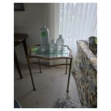 Glass Mirrored Metal Table 24L, 19D, 25T, - $75.00