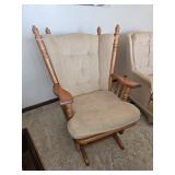 Wood Rocker with tan cusions 