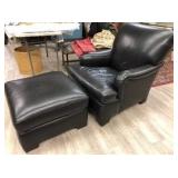 Leather Chair and Ottoman