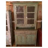 Green Stepback Pie Safe-6 Panel 19"w x 83"h x 43.5"l