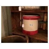 Red/White Firkin 9"d x 10"h